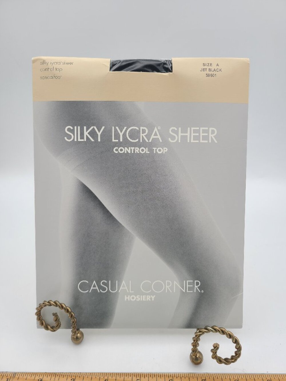 Vintage Casual Corner Silky Lycra Sheer Pantyhose Jet Black Size A NIP